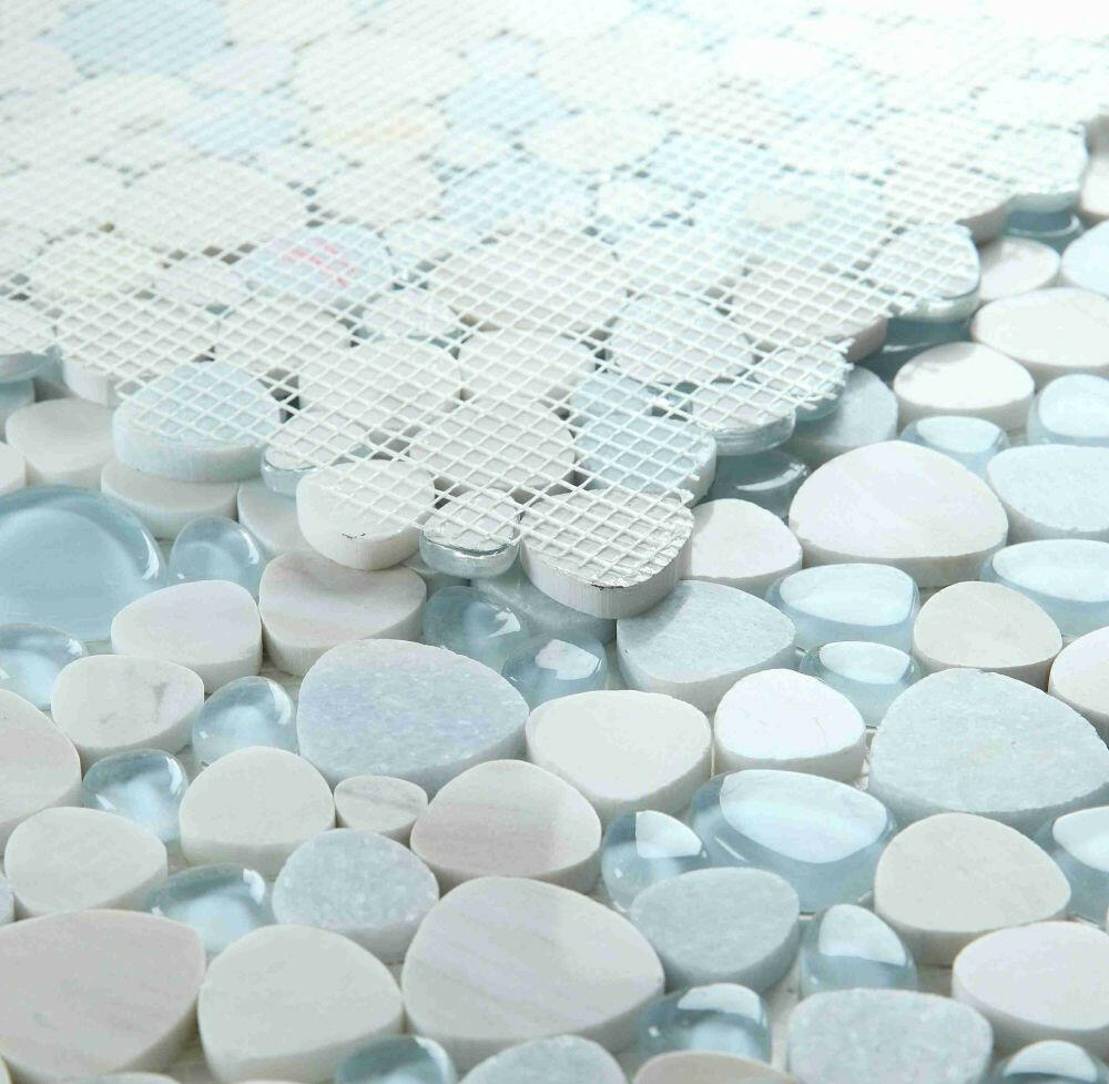 Preach Sky Pebble Mosaic Tile-Mixed Mosaic-American Tile Depot