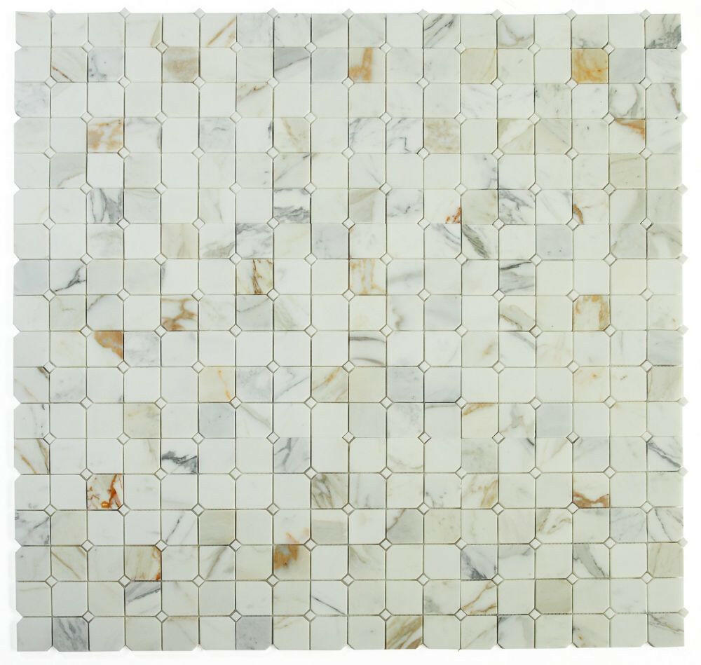 Precious Stone Clipped Calacatta Gold Honed Square Marble Mosaic Tile-Marble Mosaic-American Tile Depot