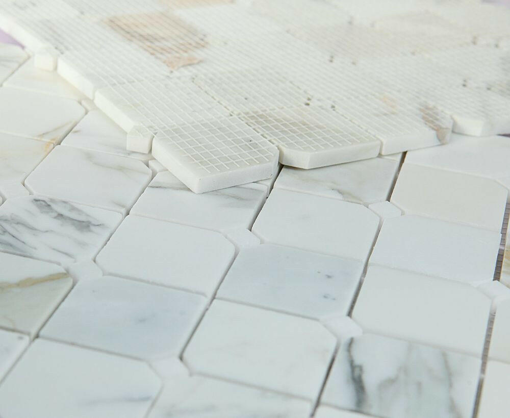 Precious Stone Clipped Calacatta Gold Honed Square Marble Mosaic Tile-Marble Mosaic-American Tile Depot