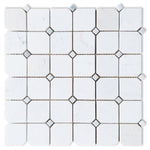 Precious Stone Clipped Milky White Honed Square Marble Mosaic Tile-Marble Mosaic-American Tile Depot