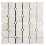 Precious Stone Clipped Wooden White Honed Square Marble Mosaic Tile-Marble Mosaic-American Tile Depot