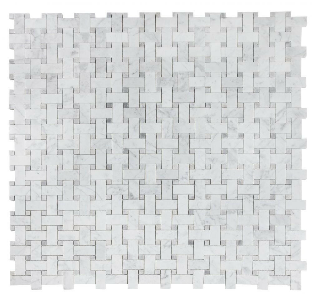 Precious Stone Cross Loft Polished Basketweave Marble Mosaic Tile-Marble Mosaic-American Tile Depot