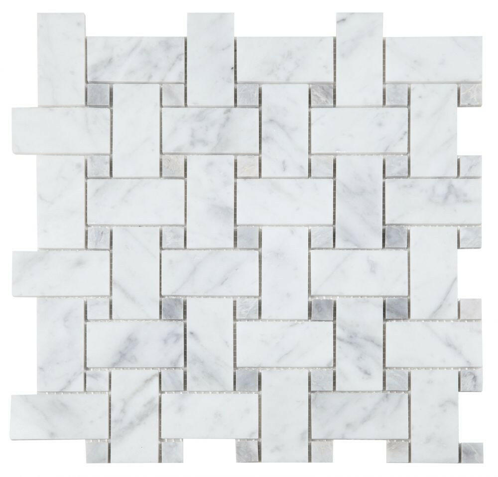 Precious Stone Cross Loft Polished Basketweave Marble Mosaic Tile-Marble Mosaic-American Tile Depot