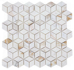 Precious Stone Cubic Calacatta Gold Polished Diamond Marble Mosaic Tile-Marble Mosaic-American Tile Depot