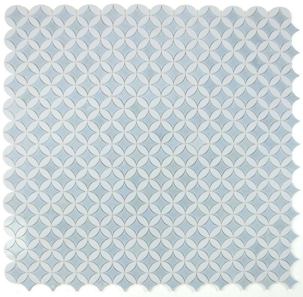 Precious Stone Embrace Crystal Ocean Polished Circular Marble Mosaic Tile-Marble Mosaic-American Tile Depot