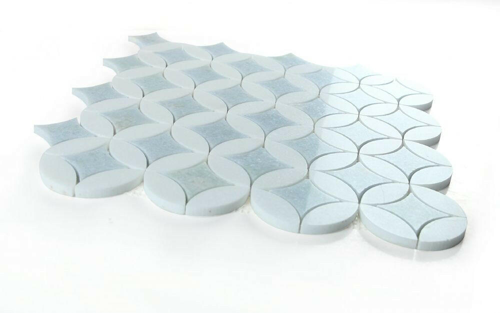 Precious Stone Embrace Crystal Ocean Polished Circular Marble Mosaic Tile-Marble Mosaic-American Tile Depot