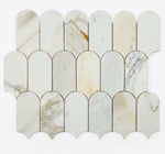 Precious Stone Piano Calacatta Gold Polished Arch Marble Mosaic Tile-Marble Mosaic-American Tile Depot