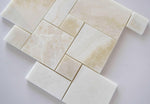 Premium White Onyx CROSS-CUT 4-Pieced OPUS Mini-Pattern Polished Mosaic Tile-Marble Mosaic-American Tile Depot