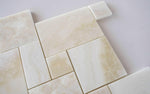 Premium White Onyx CROSS-CUT 4-Pieced OPUS Mini-Pattern Polished Mosaic Tile-Marble Mosaic-American Tile Depot