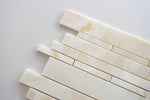 Premium White Onyx CROSS-CUT Polished Random Strip Mosaic Tile-Onyx Mosaic-American Tile Depot