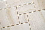 Premium White Onyx VEIN-CUT 4-Pieced OPUS Mini-Pattern Polished Mosaic Tile-Marble Mosaic-American Tile Depot