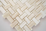 Premium White Onyx VEIN-CUT Basketweave Polished Mosaic Tile w/ White Onyx Dots-Marble Mosaic-American Tile Depot