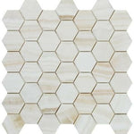 Premium White Onyx VEIN-CUT Polished 2" Hexagon Mosaic Tile-Marble Mosaic-American Tile Depot