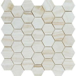 Premium White Onyx VEIN-CUT Polished 2" Hexagon Mosaic Tile-Marble Mosaic-American Tile Depot