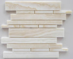 Premium White Onyx VEIN-CUT Polished Random Strip Mosaic Tile-Onyx Mosaic-American Tile Depot