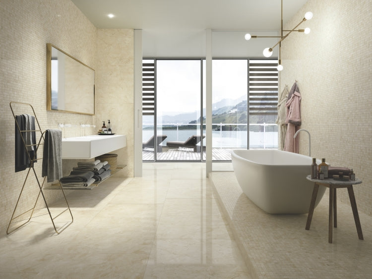 12 X 24 Prestigio Marfil Lucido Polished Marble Look Porcelain Tile-PORCELAIN-Large Format-American Tile Depot