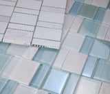 Sample of Prime Blue Multi-Sized Rectangular Mosaic Wall Tile-Sample-American Tile Depot