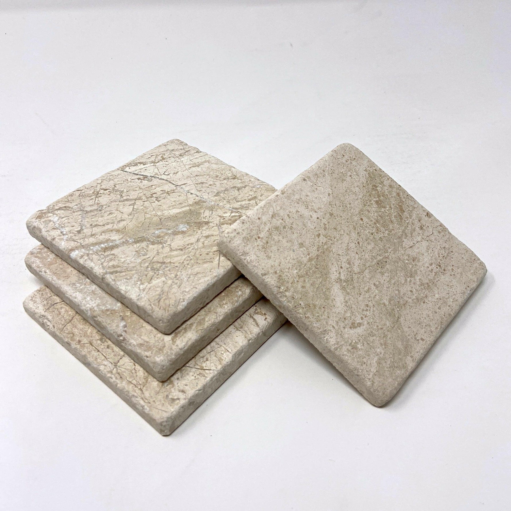 Queen Beige Marble Handmade Coasters - Set of 4-Marble Coasters-American Tile Depot