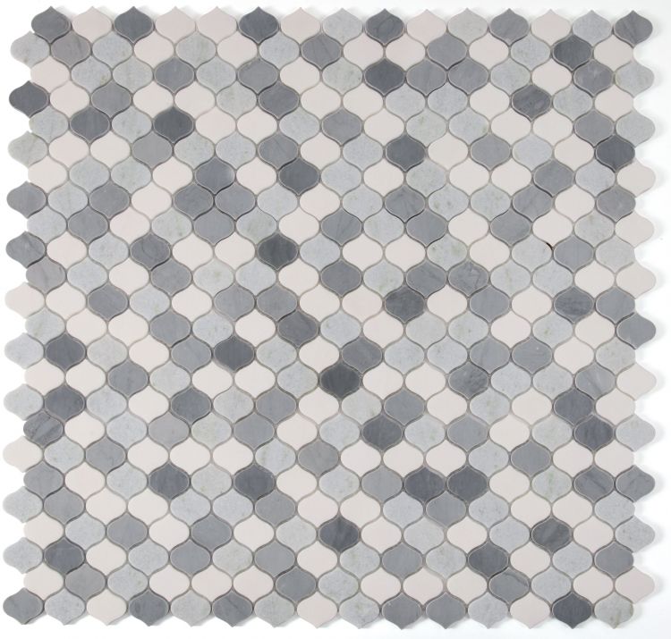 Rain Blue Ocean Polished Arabesque Marble Mosaic Tile-Marble Mosaic-American Tile Depot