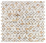 Rain Calacatta Gold Polished Arabesque Marble Mosaic Tile-Marble Mosaic-American Tile Depot