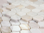 Rain Calacatta Gold Polished Arabesque Marble Mosaic Tile-Marble Mosaic-American Tile Depot