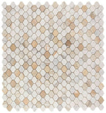 Rain Calacatta Gold Polished Arabesque Marble Mosaic Tile-Marble Mosaic-American Tile Depot