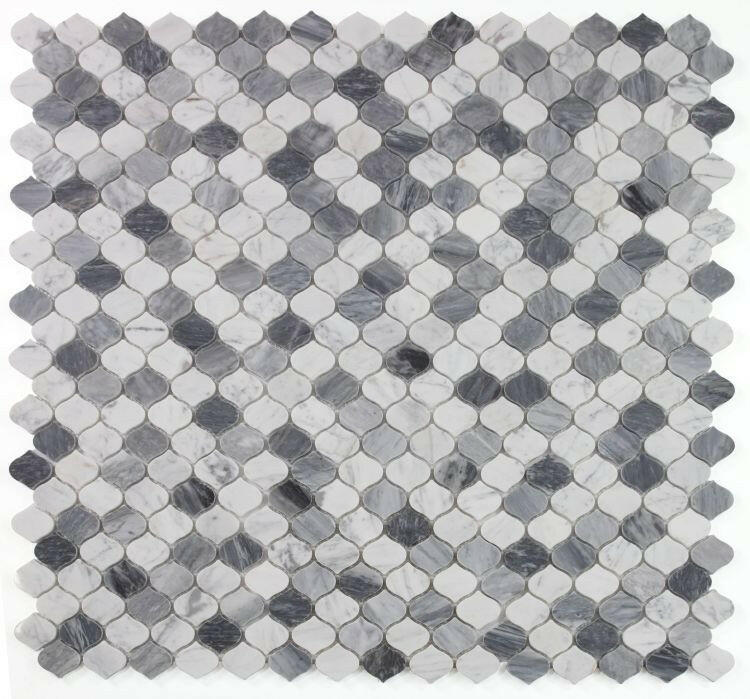 Rain Calacatta Grey Polished Arabesque Marble Mosaic Tile-Marble Mosaic-American Tile Depot