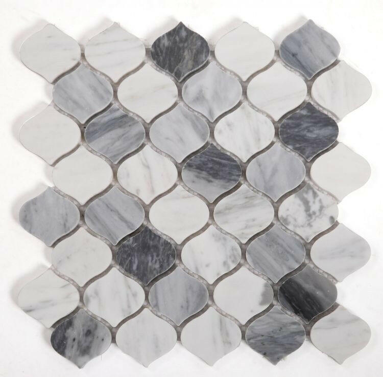 Rain Calacatta Grey Polished Arabesque Marble Mosaic Tile-Marble Mosaic-American Tile Depot