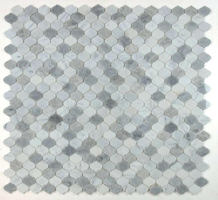 Rain Calacatta Silver Grey Polished Arabesque Marble Mosaic Tile-Marble Mosaic-American Tile Depot