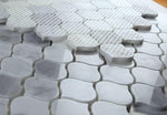 Rain Calacatta Silver Grey Polished Arabesque Marble Mosaic Tile-Marble Mosaic-American Tile Depot