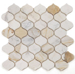 Rain Calacatta Gold Honed Arabesque Marble Mosaic Tile-Marble Mosaic-American Tile Depot