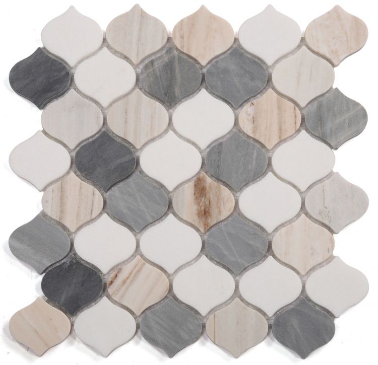 Rain Beach Polished Arabesque Marble Mosaic Tile-Marble Mosaic-American Tile Depot