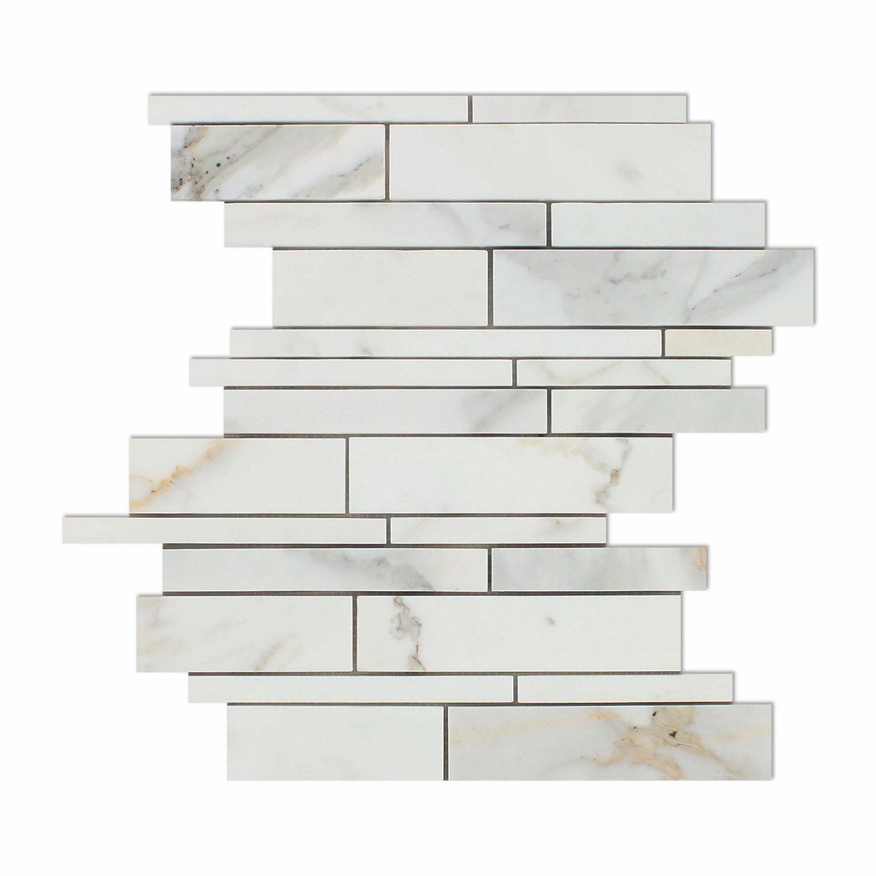 Calacatta Gold Marble Honed Random Strip Mosaic Tile-Marble Mosaic-American Tile Depot