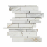 Calacatta Gold Marble Honed Random Strip Mosaic Tile