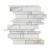 Calacatta Gold Marble Polished Random Strip Mosaic Tile-Marble Mosaic-American Tile Depot