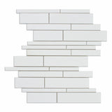 Thassos White Marble Polished Random Strip Mosaic Tile-Marble Mosaic-American Tile Depot