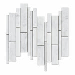 Carrara White Marble Polished Random Strip Mosaic Tile-Marble Mosaic-American Tile Depot