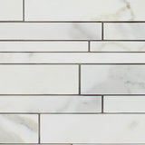 Calacatta Gold Marble Honed Random Strip Mosaic Tile-Marble Mosaic-American Tile Depot