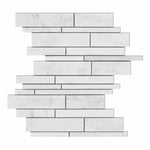 Carrara White Marble Polished Random Strip Mosaic Tile-Marble Mosaic-American Tile Depot