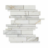 Calacatta Gold Marble Honed Random Strip Mosaic Tile-Marble Mosaic-American Tile Depot