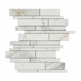 Calacatta Gold Marble Honed Random Strip Mosaic Tile