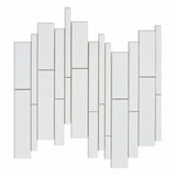 Thassos White Marble Polished Random Strip Mosaic Tile-Marble Mosaic-American Tile Depot