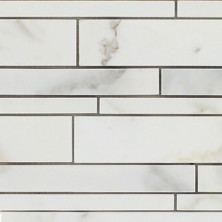 Calacatta Gold Marble Polished Random Strip Mosaic Tile-Marble Mosaic-American Tile Depot