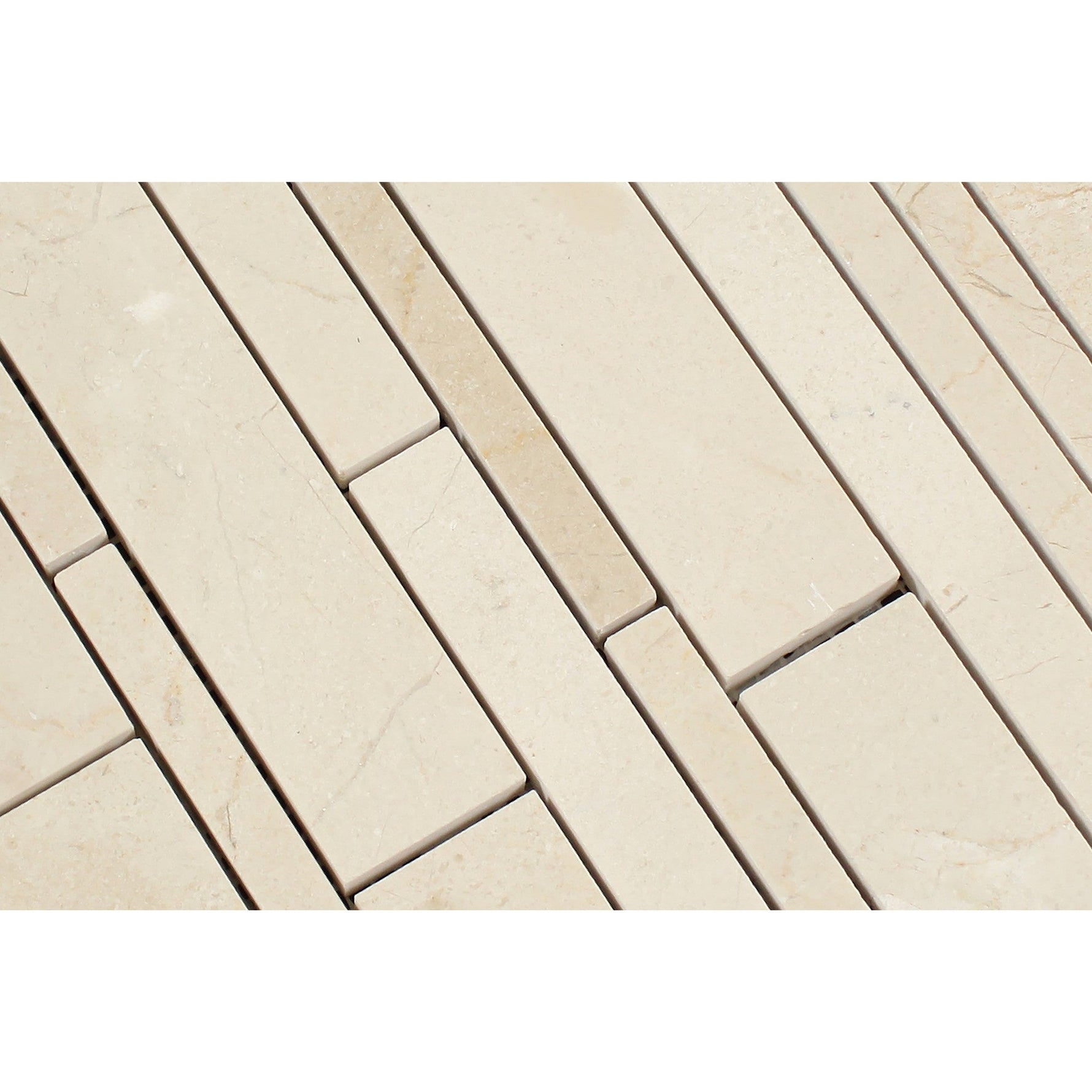 Crema Marfil Marble Honed Random Strip Mosaic Tile