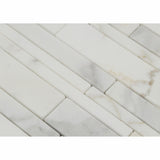 Calacatta Gold Marble Polished Random Strip Mosaic Tile