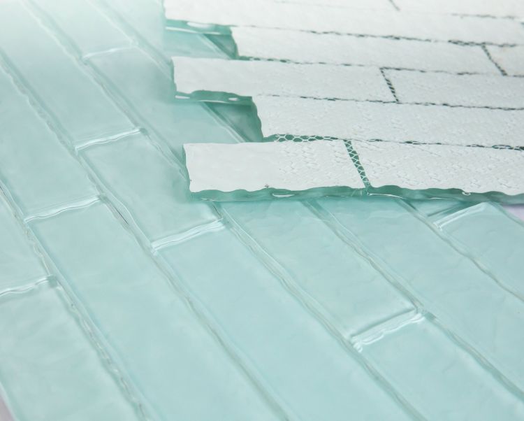 Sample of Ripple Turquoise Glossy Linear Glass Mosaic Tile-Sample-American Tile Depot