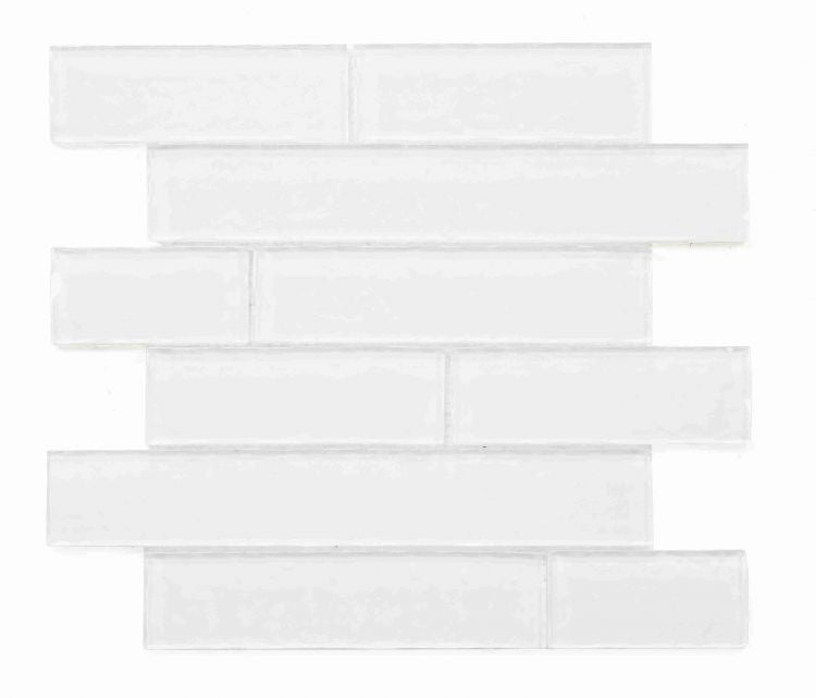 Sample of Ripple White Glossy Linear Glass Mosaic Tile-Sample-American Tile Depot