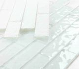 Ripple White Glossy Linear Glass Mosaic Tile