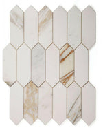 Sapphire Calacatta Polished Elongated Hexagon Marble Mosaic Tile-Marble Mosaic-American Tile Depot