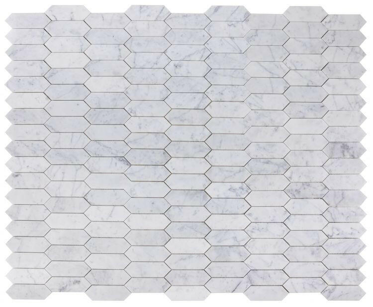 Sapphire Carrara Honed Elongated Hexagon Marble Mosaic Tile-Marble Mosaic-American Tile Depot